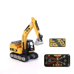 TRASPED HG4-301 1:64 Mini RC Excavator – Alloy Bucket, 270° Rotation, App & Remote Control with LED & Sound