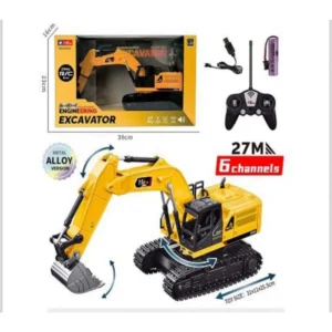 RC Excavator 6-Channel Remote Control Construction Truck with LED Lights & 360° Rotation