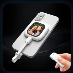 Magnetic Phone Vlog Selfie Monitor Screen,1080P Wireless Recording,Back Camera Selfie Monitor with Bluetooth Remote Control,for Selfie Vlog Live Broadcast,Compatible with iphone and Android System