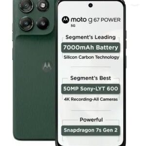 Motorola G67 Power 5G (Pantone Cilantro, 8GB RAM, 128GB Storage) | 6.7" FHD+ 120Hz LCD Display | Snapdragon 7s Gen2 Processor | 50MP + 8MP UW Camera | 7000mAh Battery with 30W Charger | IP64