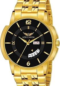Trending Gold Plated Day and Date Function Quartz Watch for Men and Boys