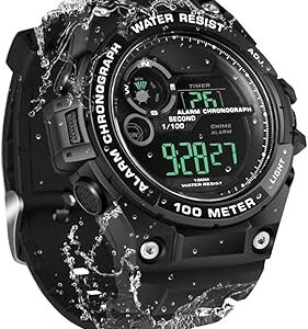 100m Underwater Scuba Diving Watch for Mens Boys with Stopwatch, Chronograph, Alarm Functions, Dual Time Zone, 12/24 Hours Format, Diving Watch,Chronograph