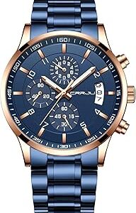 Men's Wristwatches, Multifunctional Chronograph Wristwatches,Stainsteel Steel Band Waterproof Watch