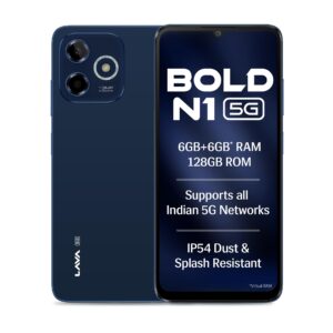 Lava Bold N1 5G (Royal Blue, 6GB RAM, 128GB Storage) |Bigger 6.75" HD+ Notch Display | Octacore 5G Processor | 13 MP AI Camera |5000 mAh Battery| IP54 Rated Dust & Water Splash Proof