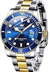 Mens Diamond Watch Luxury Business Dress Wrist Watches Quartz Stainless Steel Waterproof Luminous Day Date