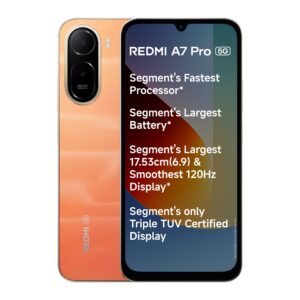 REDMI A7 Pro 5G (Sunset Orange, 4GB RAM, 64GB Storage) | Segment's Fastest Processor | Segment's Largest Battery | Segment's Largest & Smoothest 6.9in 120Hz Display